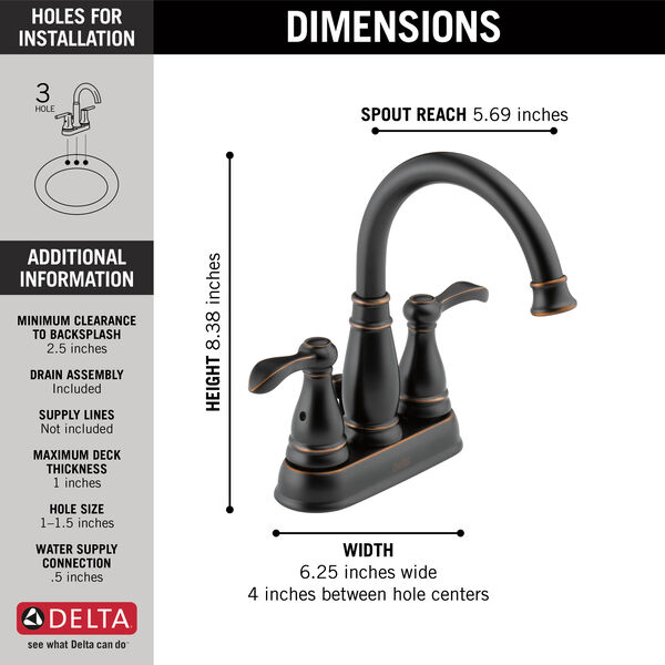 Delta Faucet 25984LF-OB-ECO 2-Handle Center-Set Bathroom Faucet Bronze D2
